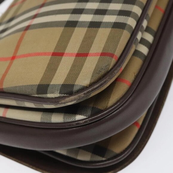 Burberrys Nova Check Shoulder Bag Canvas Beige Gold Auth 114798 - Picture 8 of 16